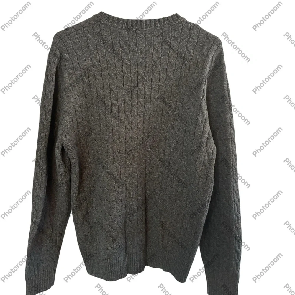 Lands’ End Men’s XL Grey Cable Knit Aran Sweater Old Money Indie Style XL - Picture 4 of 4